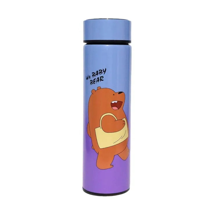 Bear Theme Temperature Display Insulated Water Bottle - 420ml | Stainless Steel
