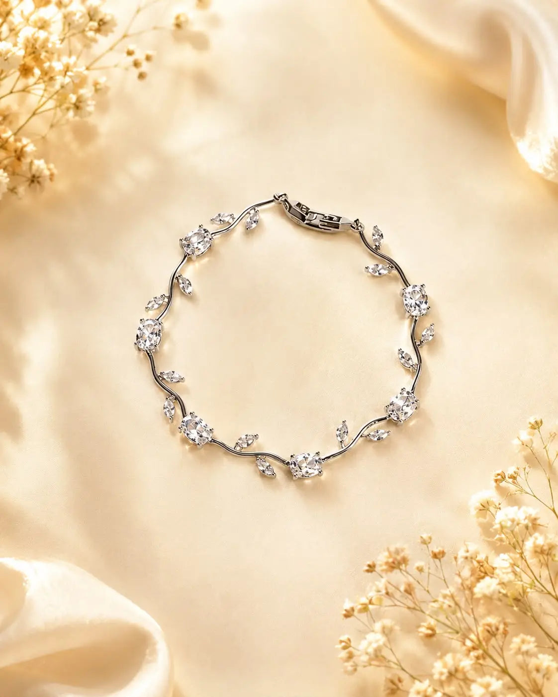 Silver white tulip bracelet