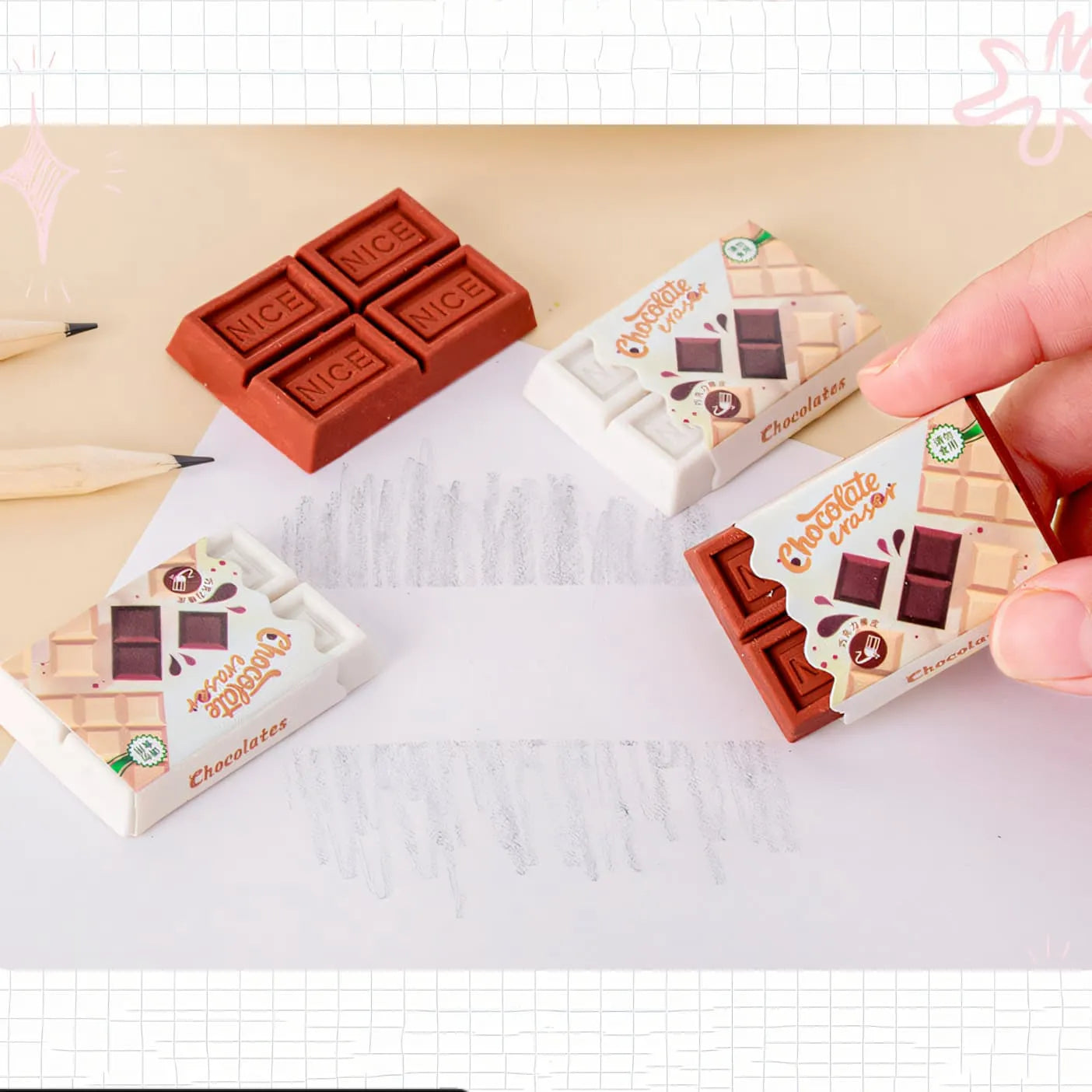 Mini chocolate erasers