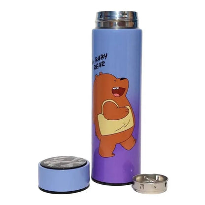 Bear Theme Temperature Display Insulated Water Bottle - 420ml | Stainless Steel