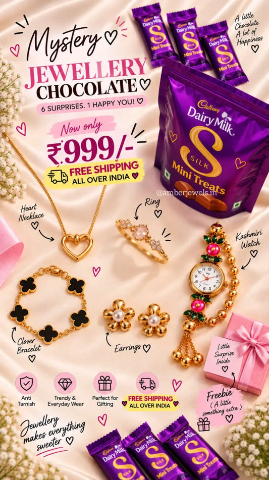 Mystery chocolate jewellery Maha pack mini treats+5 anti tarnish jewellery