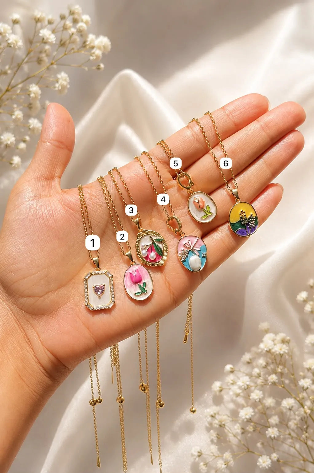 Enamel charms anti tarnish pendant(1pc.)