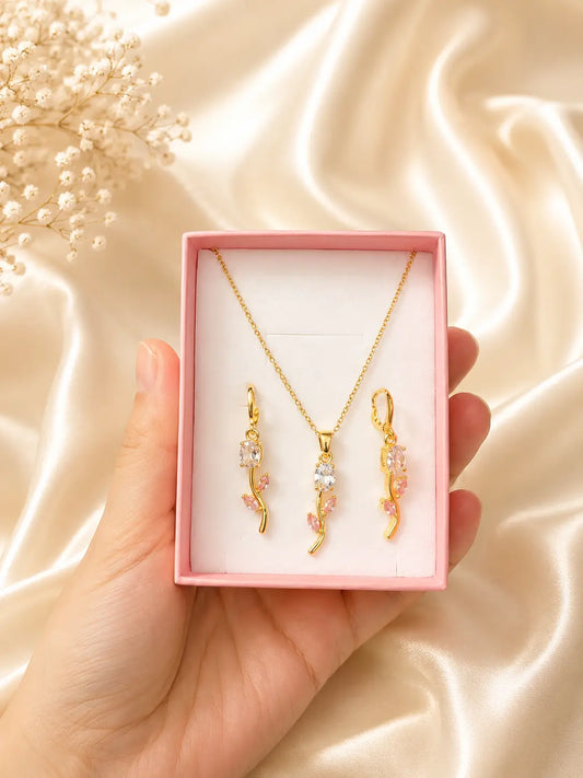 Tulip pendant and earrings set
